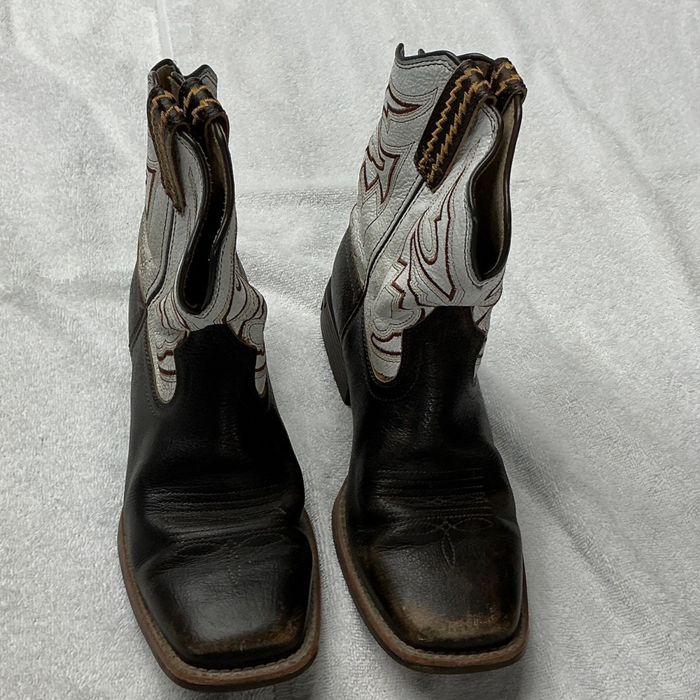 Ariat Black and White Kids Western Pull-On Boots